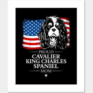 Proud Cavalier King Charles Spaniel Mom American Flag patriotic dog Posters and Art